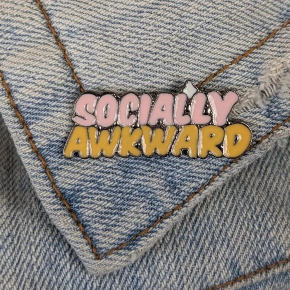 (5/$20) Socially Awkward Silver Enamel Pin